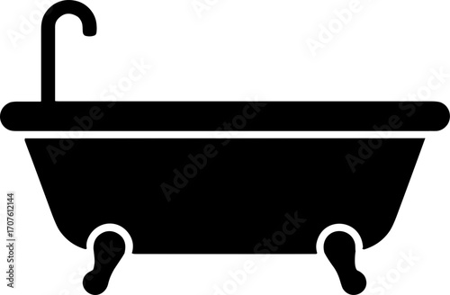 Bathtub silhouette icon on white background