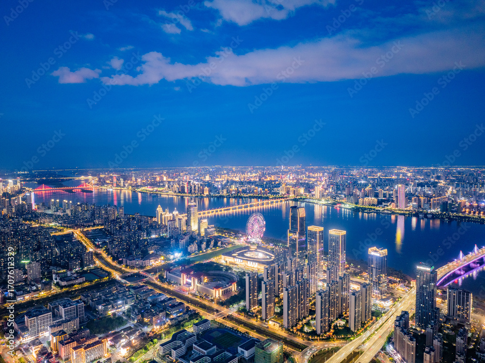 Obraz premium Modern city nightscape, Hong Kong nightscape