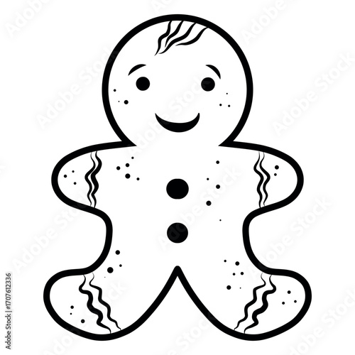 Gingerbread Man Illustration, Cookie Character Doodle, Ginger Cookie Sketch