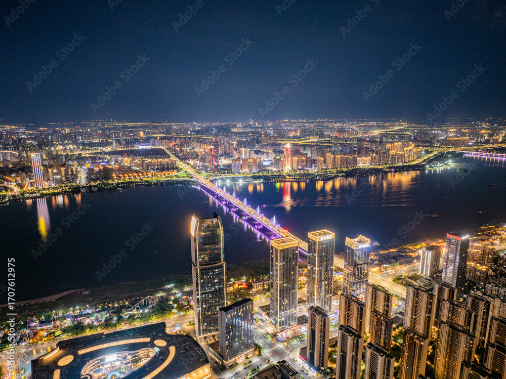 Obraz premium Modern city nightscape, Hong Kong nightscape
