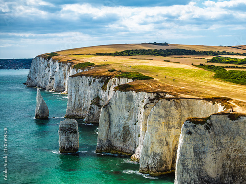 Photos White Cliffs of Old Harry Rocks Jurassic Coast from a drone, Handfast Point, Dor