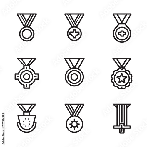 Medal line art honor strength courage