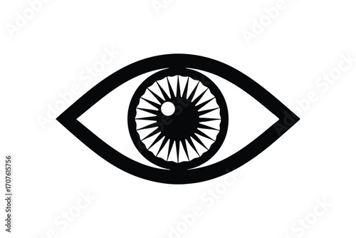 An abstract human eye with a spiked iris conveys a bold and iconic visual