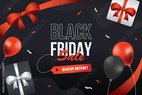 Black friday sale promotion background for social media banner, mobile apps, web or internet advertisement. Super sale special offer template.