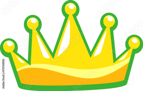 Golden crown casino money betting Y2K groovy sticker or hippie tag. Poker fortune groovy vector sticker, Vegas luck Y2K label. Gambling jackpot 60s tag or patch with king or queen golden crown