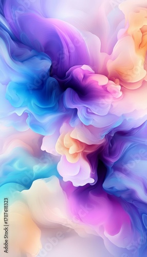 Abstract Fluid Art Texture in Soft, Calming Hues with Glacier Violet and Pastel Cloudy Sand Tones