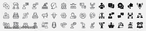 Speaking Icon Pack Featuring Communication, Public Speaking, Debate, Teamwork, and Conversation Symbols for Business and Education