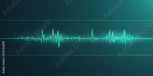 Abstract medical background with a green line on a heartbeat monitor graph illustrating a healthcare technology illustration of a cardio pulse