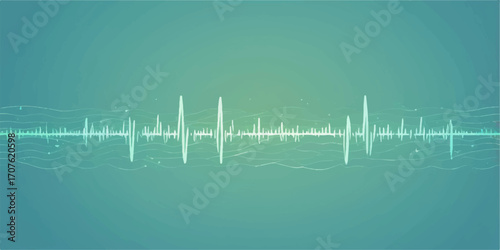 Abstract medical background vector illustration with a heartbeat, a pulse EKG monitor, and a cardiogram graph