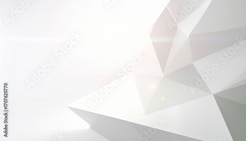 Fototapeta Naklejka Na Ścianę i Meble -  幾何学的ホワイトポリゴン　光と影が織りなす抽象的な立体背景