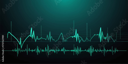 A medical cardiogram showing a green, rhythmic heartbeat pulse on a monitor, forming a symbolic heart shape