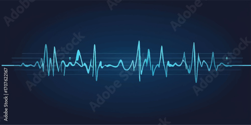 Heartbeat cardiogram pulse on a medical monitor graph with a green wave line and a heart illustration