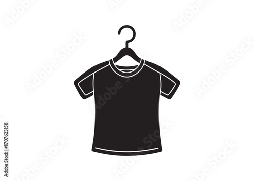 Black T-Shirt Mockup: Simple, Minimalist, Clothing Design Template on Hanger.