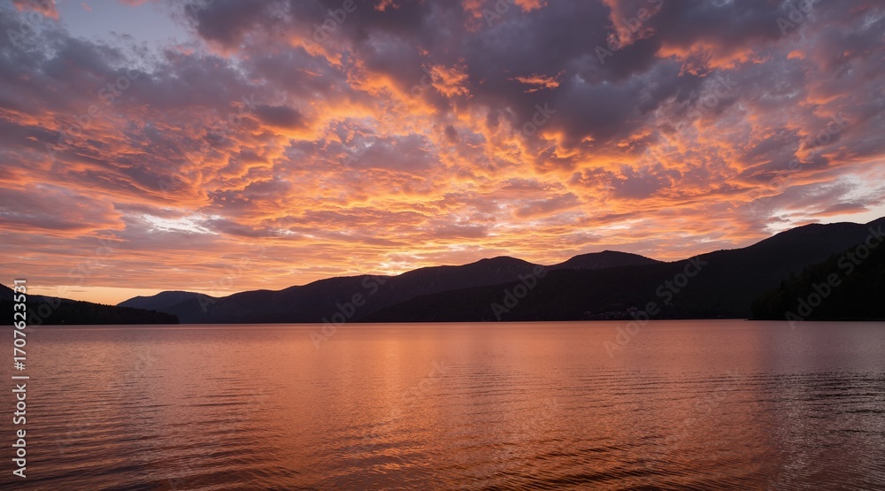 Fototapeta premium sunset over the lake