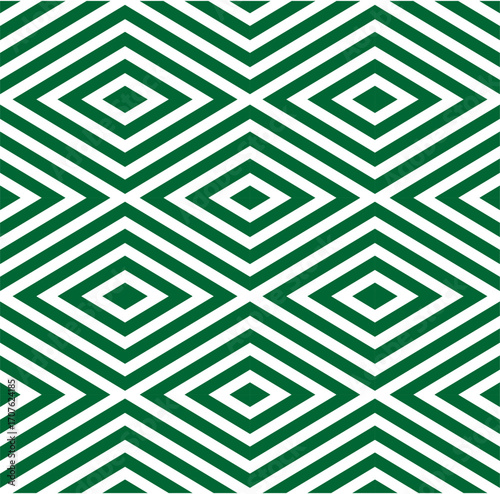 Green diamond patterns radiate outward in layered symmetry, forming waves of optical rhythm, creating hypnotic illusions of depth, balance, and motion.