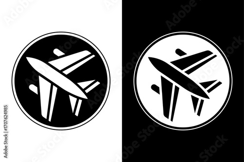 Flight Symbol Icon in Simple Black and White Style.