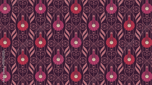 Abstract Butterfly Pea Ornamental Motif Seamless