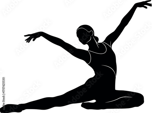 Vector art of silhouette of a ballerina dancing gracefully transparent background