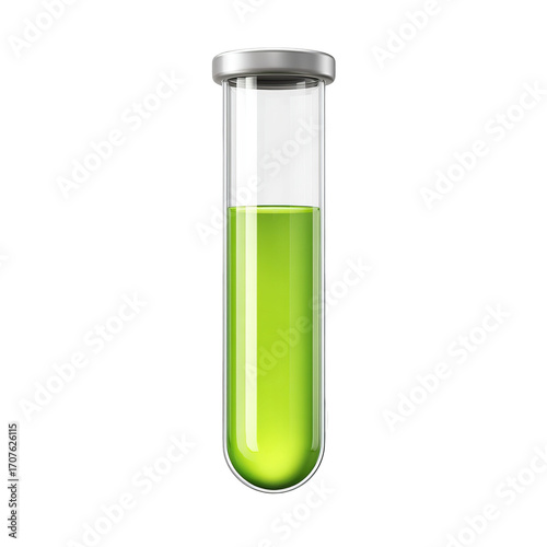 Clear glass test tube with green liquid