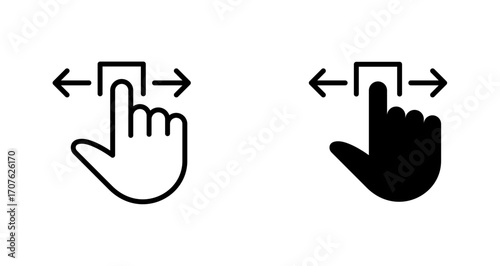 Swipe left and right icon. Digital slider. Sliding with finger symbol