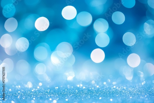 Delicate cyan dreamscape with shimmering glitter and sparkling bokeh creating a magical atmosphere