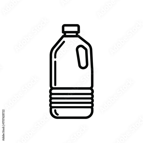 Plastic gallon isolated on white background a simple outline icon of a large plastic bottle with a handle, commonly used for storing liquids