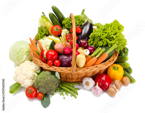 fresh vegetables isolated on white background