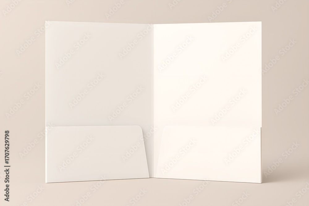 Naklejka premium Blank white folder with a pocket on the left side and a scalloped edge