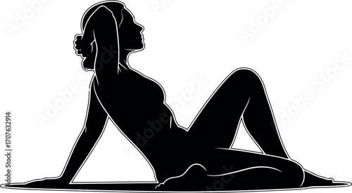 Vector art of silhouette of a woman lying down, transparent background
