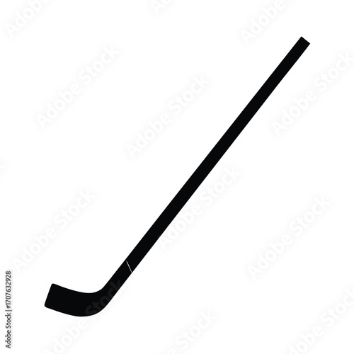 Black silhouette of a hockey stick on a clean white background