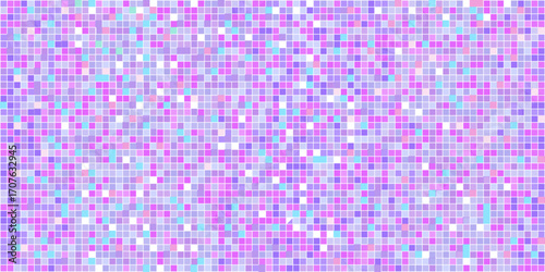 Disco ball texture Pink and purple sparkle iridescent background. Mosaic pixel wall or floor tile, bright party glitter wallpaper
