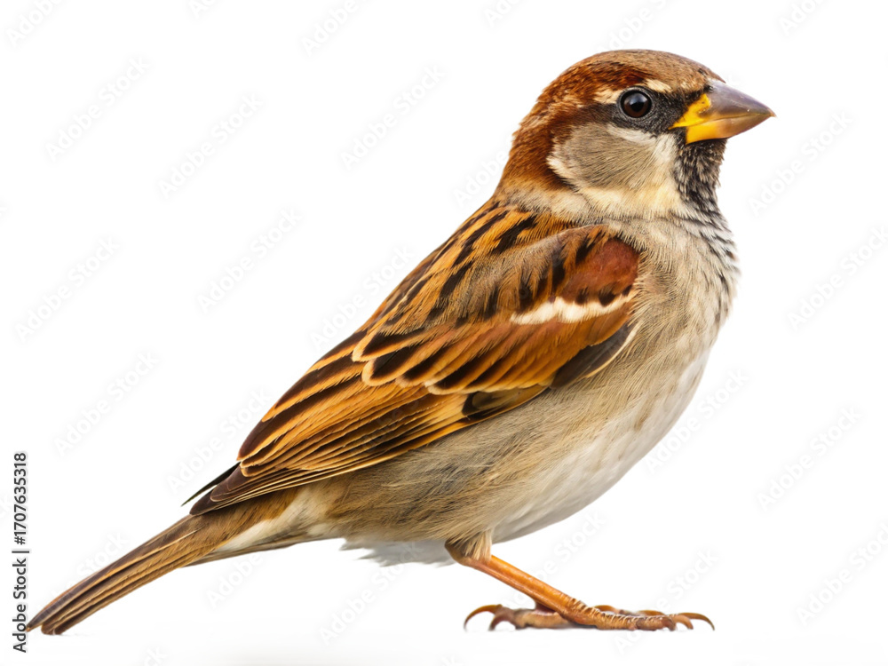 Fototapeta premium Sparrow isolated on, transparent background