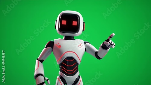 Animated Robot Presenting on Green Screen AI-Powered Assistance and Technological Innovation