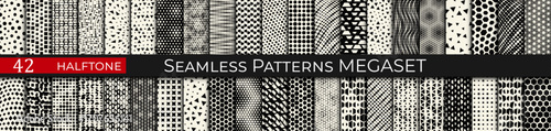 set of halftone geometric patterns, backgrounds for abstract art, business, collage