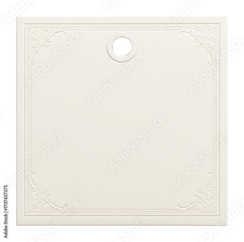 Square tag with elegant border and punched hole