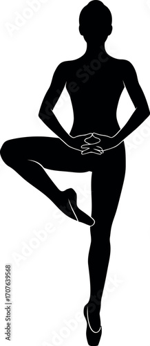Vector art of silhouette of a ballerina in a graceful pose transparent background