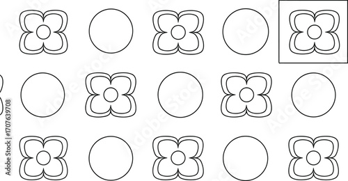 Flower and circle seamless pattern vector design