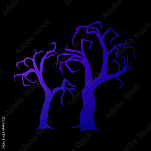 Halloween dry tree silhouettes
