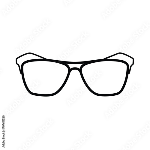 Clean black silhouette of sunglasses on a white background for design