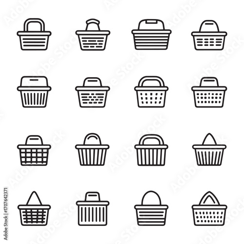Shopping Basket line art simple everyday use