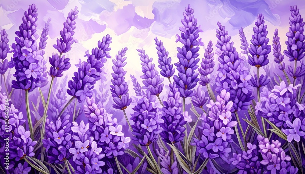 Naklejka premium Lavender field, artistic illustration