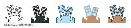 Earthquake Icon Set Multiple Style Collection
