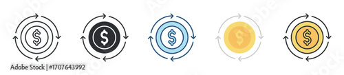 Cash Flow Icon Set Multiple Style Collection