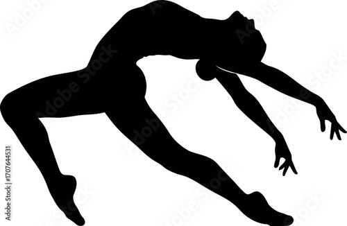 Vector art of silhouette of a dancer in a dynamic pose transparent background