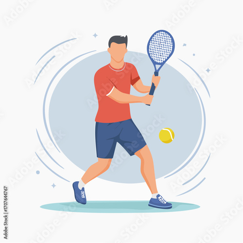 Paddle Player Hitting Ball with Racket Vector Illustration