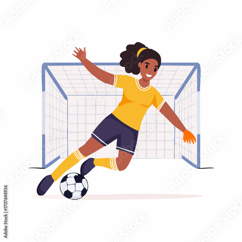 Soccer Goalkeeper Diving Vector Illustration