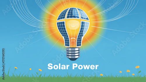 Visualize the Future with Solar Energy Ideas Shining Brightly from a Clean Energy Bulb that Inspires Innovation and Sustainability, a Powerful Concept for Eco-Friendly Solutions