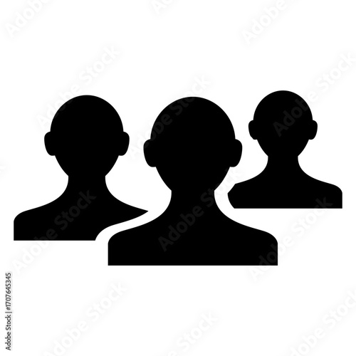 Símbolo trabajo en equipo. Icono con silueta de grupo de 3 personas