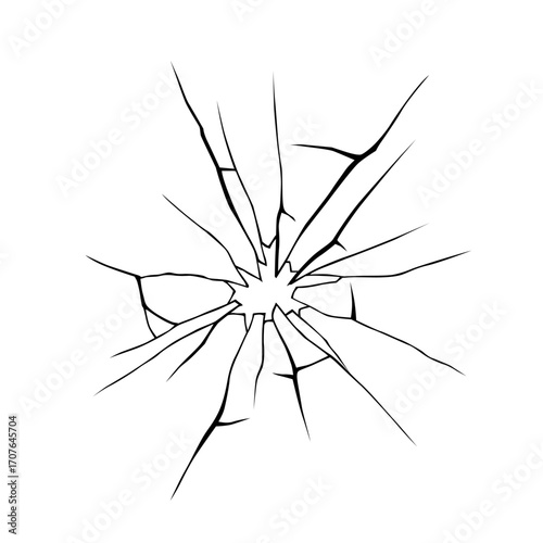 Glass crack broken texture window. Ice glass cracked effect background bullet mirror transparent isolated illustration