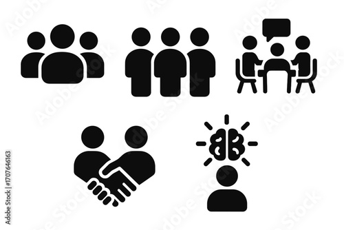 Teamwork and communication: group icons for collaboration and brainstorming